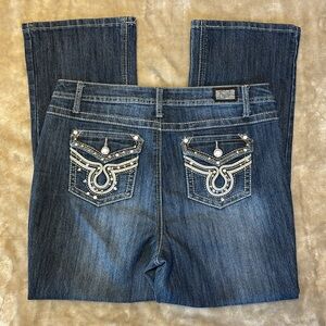-Earl Jean Crazy Rhinestone Embellishment Dark Stretch Jeans Women's Size 12P